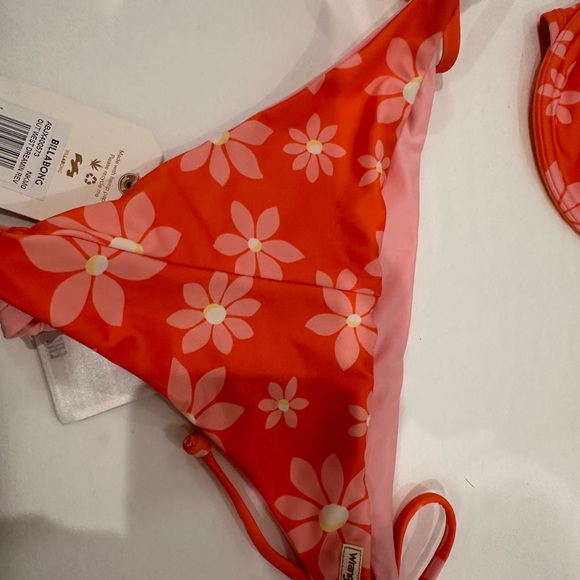 Billabong x Wrangler Retro Flower Bikini Set Underwire Demi Bikini Tie Bottom S - Picture 5 of 6